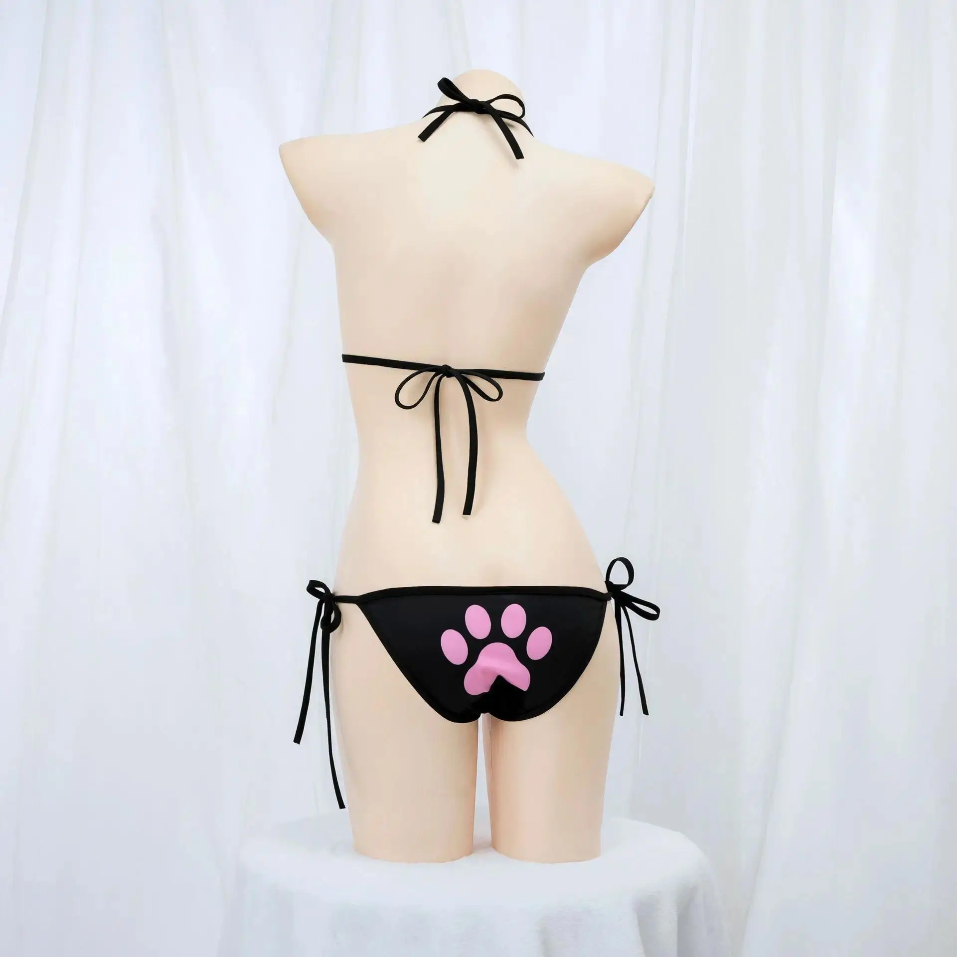 Women's Japanese Anime Kawaii Cat Paw Cutecore Micro Bikini Set - Bandage Backless Cutout Bathing Suit Outfits, Fancy Fashionable Swimsuit for Beach Use