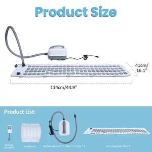 Full Body Bubbling Bath Non-slip Mat with Remote &  Pillow,Portable Spa Bubble Bath Mat, Full Body Bubbling Bath Non-slip Mat with Remote & Pillow, Electric Air Pump & Adjustable Bubble Settings Bathtub Bubble Machine