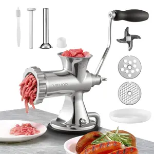 fathersdaygift VEVOR Manual Meat Grinder, 304 Stainless Steel Hand Meat Grinder with Suction Cup+ Steel Table Clamp, Meat Mincer Sausage Maker 2 Cutting Plates, Sausage Tube, Grinding Head for Beef Pepper Cookie