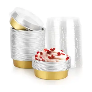 20 Pcs Mini Round Foil Boxes with Lids - 8oz Mini Egg Tart Trays, Disposable Individual Pie Plates for Making Egg Tarts, Pies Plates, Fruit Pies etc. - Suitable for Christmas, Halloween, Mother's Day, Father's Day, Parties, Birthdays, Holiday Celebrations