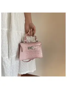 PU Kelly Crocodile Pattern Dirty Color Design, Adjustable Shoulder Strap & Zipper Closure, Women's Fashion Accessory, Fashionable Patterned Bag