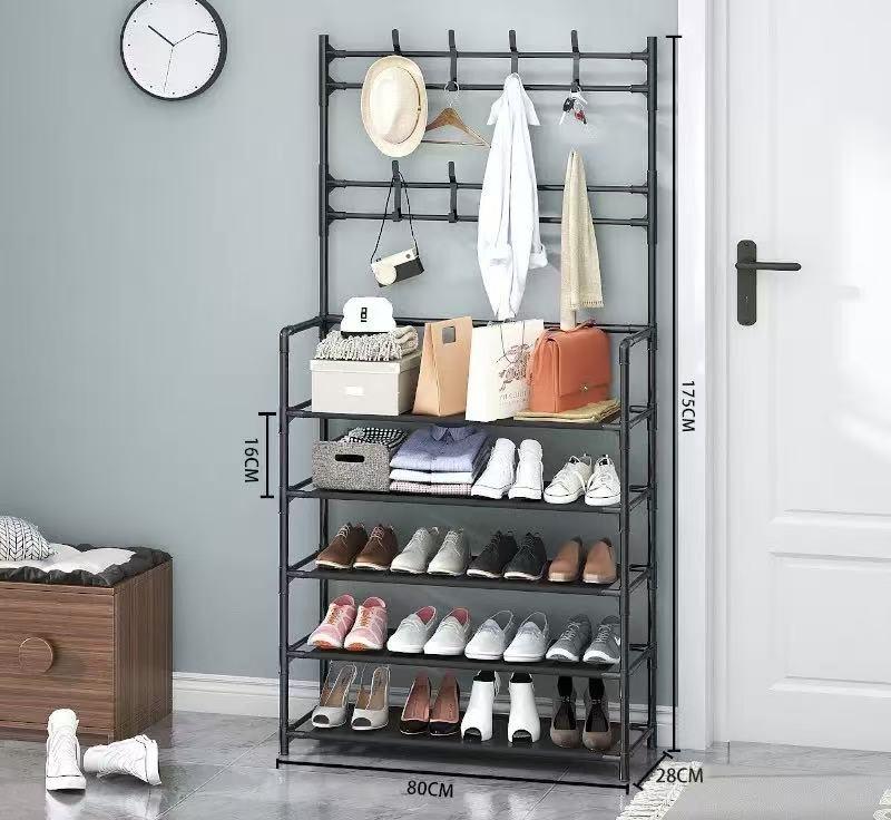 Multiple colors and sizes 5-Tier Coat And Shoe Rack Combo with 8 Hooks, Suitable for Entryways, This Shoe Rack Features a Double-Row Storage Design for Homes, Bedrooms, Offices. It Is a Freestanding Organizer That Can Hold Shoes, Clothes, Hats, And Bags Multiple colors and sizes 5-Tier Coat And Shoe Rack Combo with 8 Hooks, Suitable for Entryways, This Shoe Rack Features a Double-Row Storage Design for Homes, Bedrooms, Offices. It Is a Freestanding Organizer That Can Hold Shoes, Clothes, Hats, And Bags