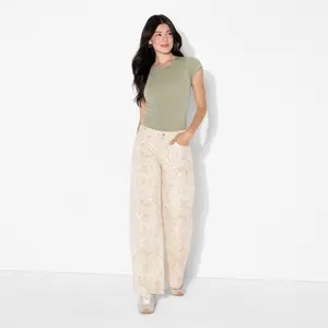 Women's Low-Rise Baggy Jeans - Wild Fable White Snakeskin 6