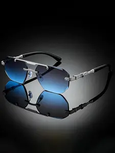 New Retro Square Double Bridge Trendy Punk Style Casual Daily Sunglasses Metal Frame   PC Lenses Unisex Streetwear Sunglasses, Minimalist High-end Look, Ligight and Non-pressing, Face-slimming Magic Tool