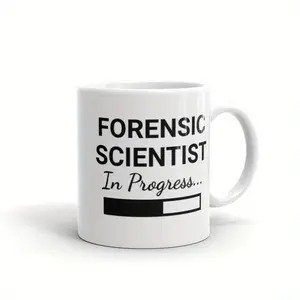 11oz Ceramic Coffee Mug - "Forensic Scientist in Progress" Design, White with Black Text & Progress Bar, Perfect Gift for Forensic Science Professionals, Dishwasher Safe
