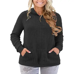Plus-Size-Hoodies for Women Casual Kangaroo Pocket Sweaters Trendy Long Sleeve Pullover Sweatshirts Cute Loose Tops Oversized Hooded Sweatshirt VPS0223