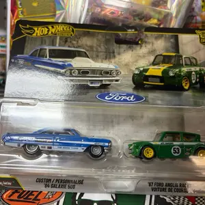 Hot Wheels 64 Galaxie 500 & '67 Ford Anglia Race Car Custom Personalised Diecast Models