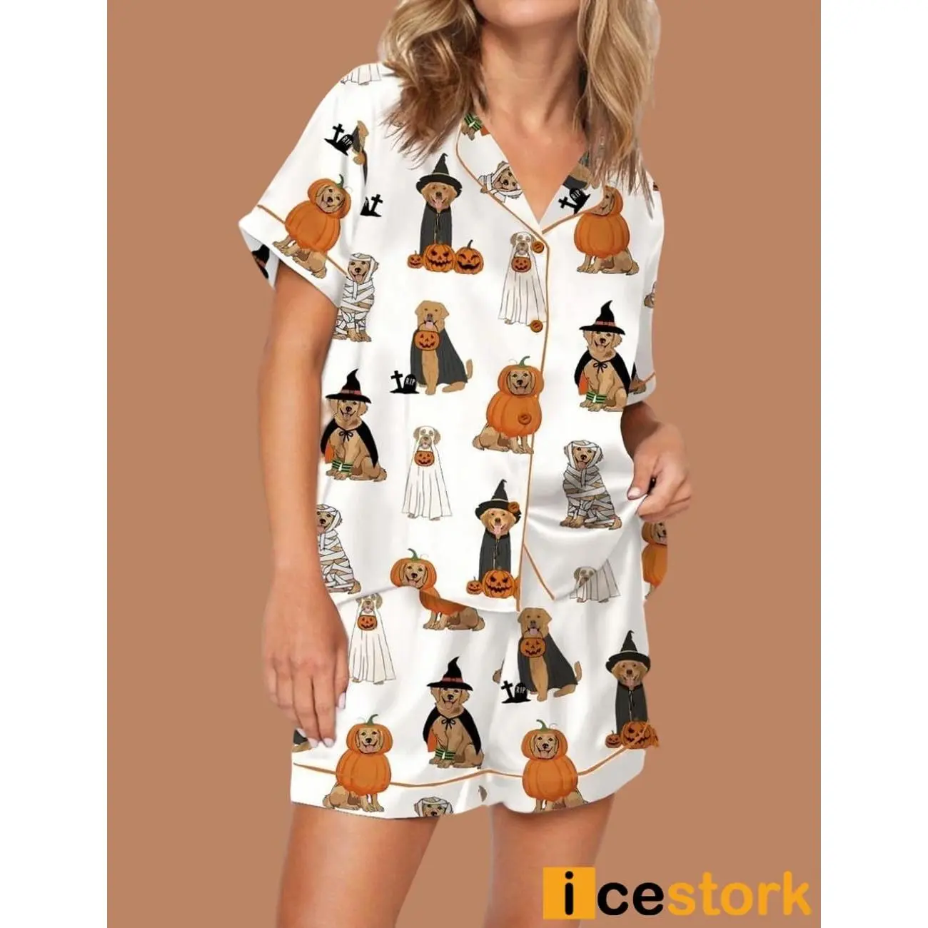 Golden Retriever Halloween Ghost Dogs Pajama Set