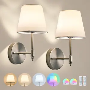 LED Battery Wall Light, Rechargeable, Adjustable, Remote Control, RGB Wireless, Silver Color, Gold, for Bedroom, Living Room, Hallway, Wall Mounted Lights