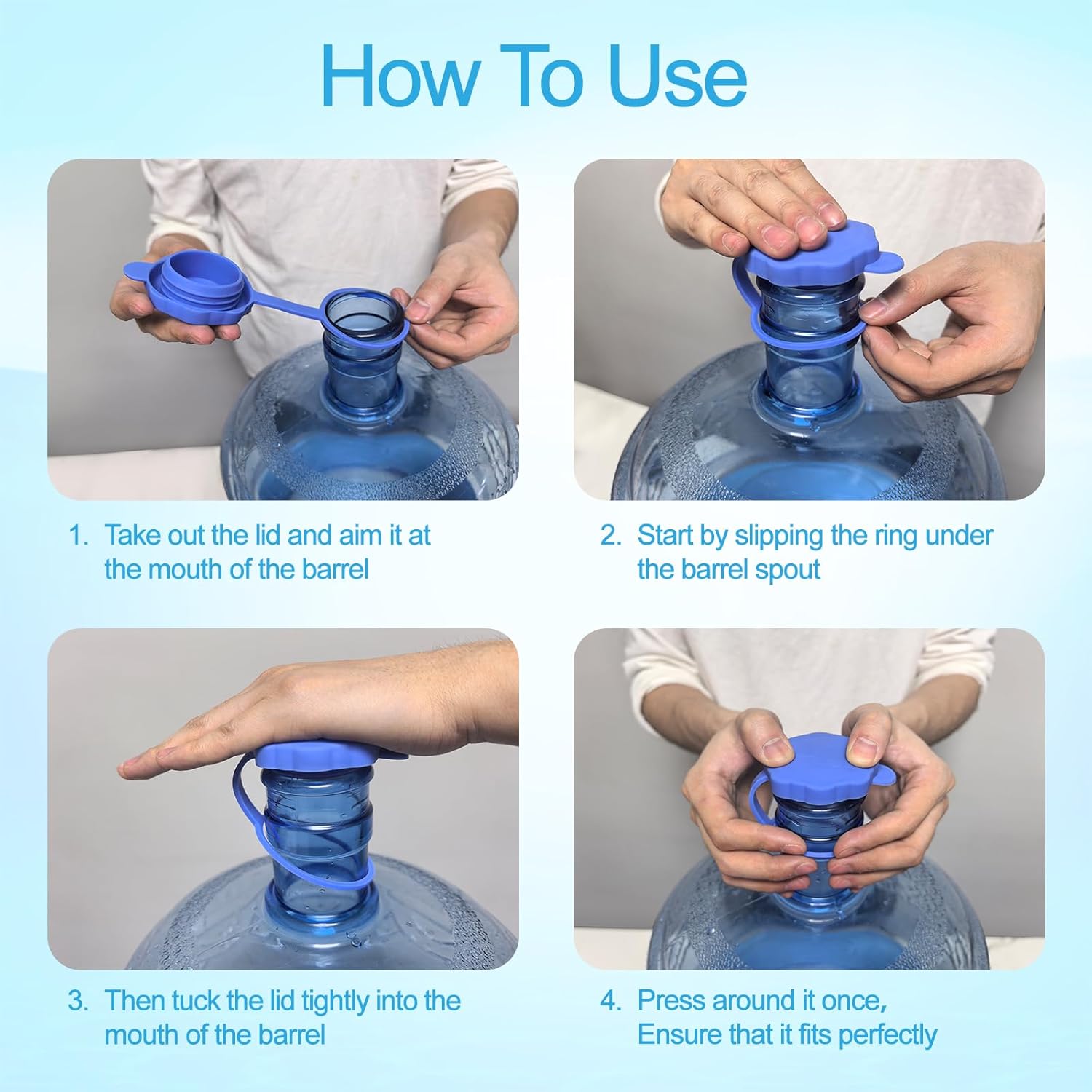 【5 PCS】3 & 5 Gallon Water Jug Cap, Upgrade Reusable Replacement Caps, Non Spill Lids for 55mm Water Bottle Cover Drinkware Plastic Silicone Disposable Indoor Kettle Cup Mug Kettle Indoor