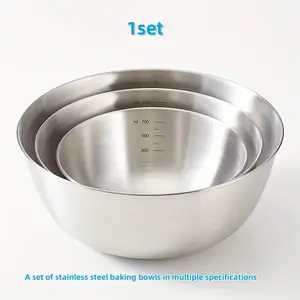 3-Piece Stainless Steel Mixing Bowls Set, Durable & Food-Safe Kitchenware Tableware for Bowl Prep, Cooking, Baking, Serving, Ideal for Holidays & Daily Use
