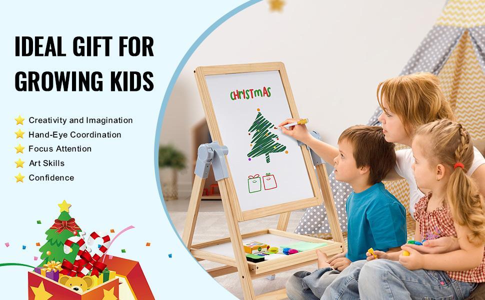 VEVOR 2-in-1 Kids Art Easel Double-Sided Wooden Magnetic Whiteboard Chalkboard,Christmas gift VEVOR 2-in-1 Kids Art Easel Double-Sided Wooden Magnetic Whiteboard Chalkboard,Christmas gift