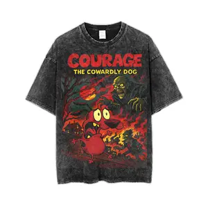 Courage The Cowardly Dog Horror Graphic Tee, Spooky Cartoon Design, Courage Scared Dog T-Shirt, Unisex Menswear Womenswear Top, Funny Horror Graphic Shirt