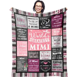 Mimi Gifts for Grandma, Birthday Gifts for Mimi, Grandma Bday Gift, Grandmother Gift Idea, Best Mimi Ever Gift Soft Throw Blanket 80” x 60”, Printed on One Side with a Plain White Back, Halloween Thanksgiving Christmas Gift