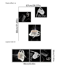 mama look 3pcs Coffee Cup Pattern Wall Stickers For Restaurant Or Coffee Shop Decoration,Stickers,Wall Decal, Vinyl Decal For Home Decorations,Spring Decoration Items Refresh Your Home,Rama Decoration Stickers Gifts Birthday Graduation Kitchen Decor
