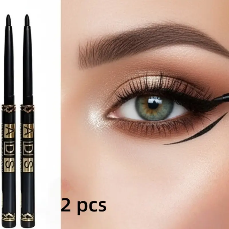 2-Pack Gel Eyeliner Pencil -- Long-lasting smudge-proof formula, dense line pencil, creates winged eye makeup, suitable for achieving perfect eyeliner, safe for sensitive eyes, smooth and easy to apply, Longwear Eye Liner, Eye Pencils