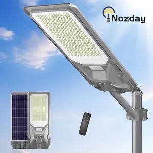 Nozday PRO MAX Solar Street Lights Outdoor 6500K Dusk to Dawn Motion Sensor Dimmable 4 Modes IP68 Waterproof 36000mAh Battery 180° Wide Angle for Playcourt Farm Shop