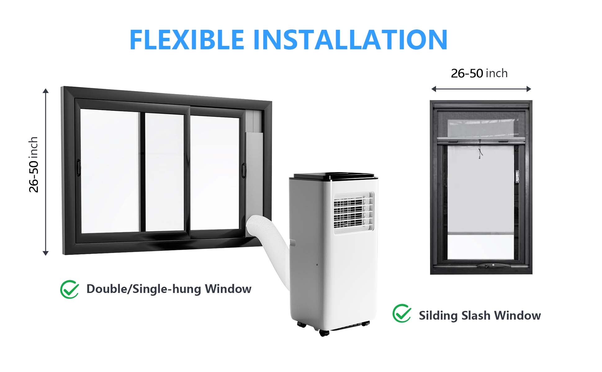 GARVEE 8000Btu Portable Air Conditioner with Remote Control, Powerful Cooling Up to 350 sq ft,Quiet AC Unit with Cool, Dehumidifier & Fan Mode,24 Hour Timer, Window Installation Kit for Home, Office