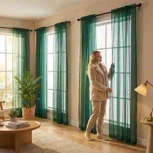 Window Wear 4 Panels 34X95Inch Premium Glowing Voile Sheer Curtains In Soft Pink For Home Decor Elegant Design & Versatile Use - Interior Decoration Accessories Ft2539