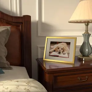 Gold 8.5x11 Plastic Picture Frame - 1 Pack, Displays 6x8 Photos with Mat or 8.5x11 Without Mat, Wall & Tabletop Home Decor Accessory