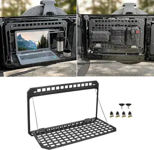 Foldable Tailgate Rack for 2021 2022 2023 2024 Ford Bronco 2/4 Door Single Layer Tailgate Table Molle Panel Cargo Organizer Shelf Rack Tool Storage Holder, No Drilling Set Hand