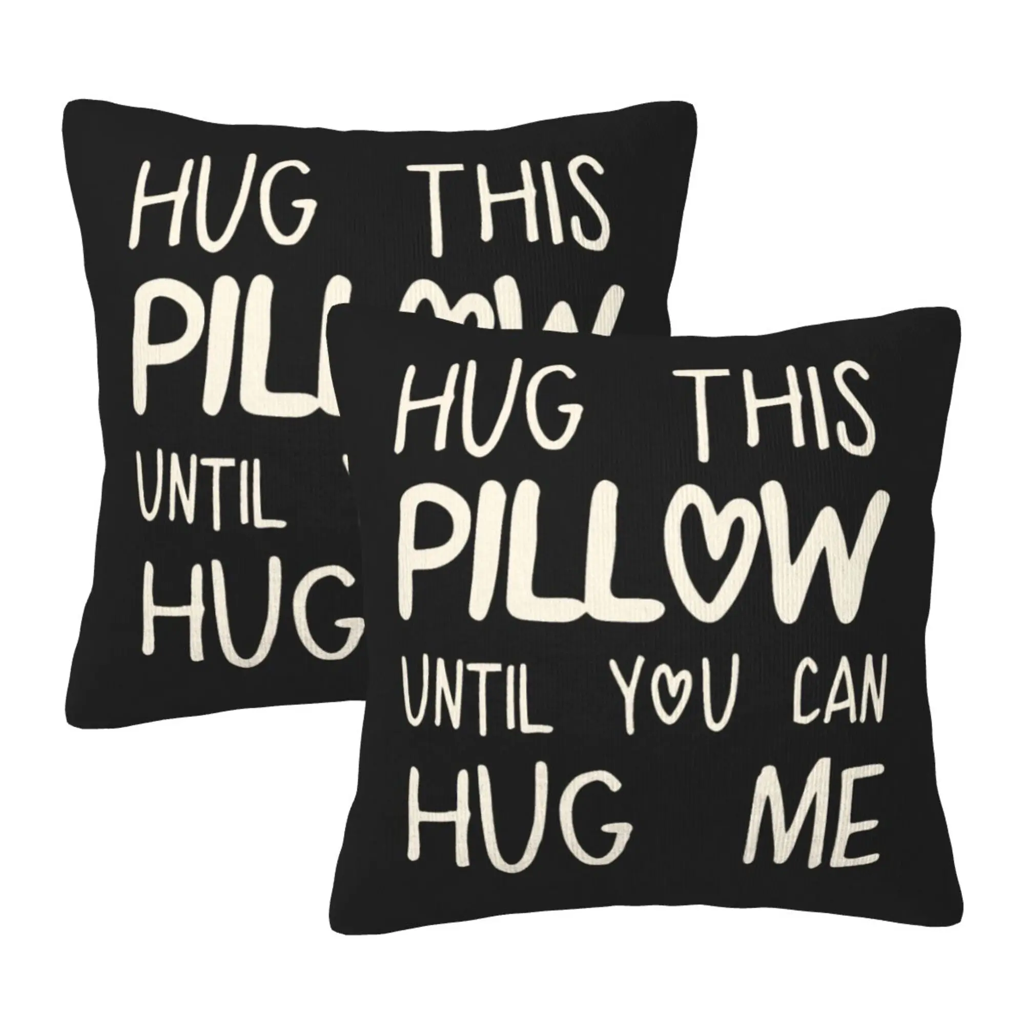 Hug This Pillow Until You Can Hug Me Throw Pillow Covers 18"x18" Set of 2 Cushion Case for Boyfriend Girlfriend Birthday Gifts