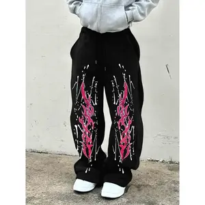 Fashionable street style Gothic printed straight leg sports pantsRAIMENTRY