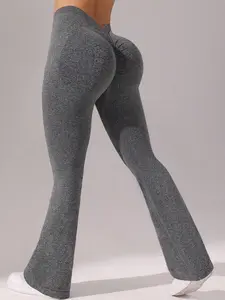 Women's High Waist Flare Leg Sports Leggings, Sporty Comfy Breathable Trousers for Yoga Gym Workout Running, Ladies Sportswear for All Seasons, Fitness Yoga Pants