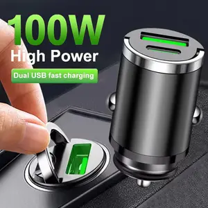 100W Mini Car Charger with Dual USB Ports – Compact Cigarette Lighter Fast Charging Adapter for Smartphones, Tablets & GPS Devices – Universal Car Power Adapter for Quick & Efficient Charging On the Go