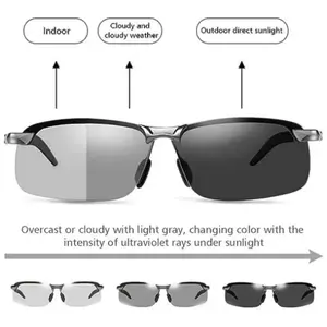 Photochromic Polarized Sunglasses - UV 400 Protection, Geometric Frame, Unisex Design, Day-to-Night Clarity for Men & Women