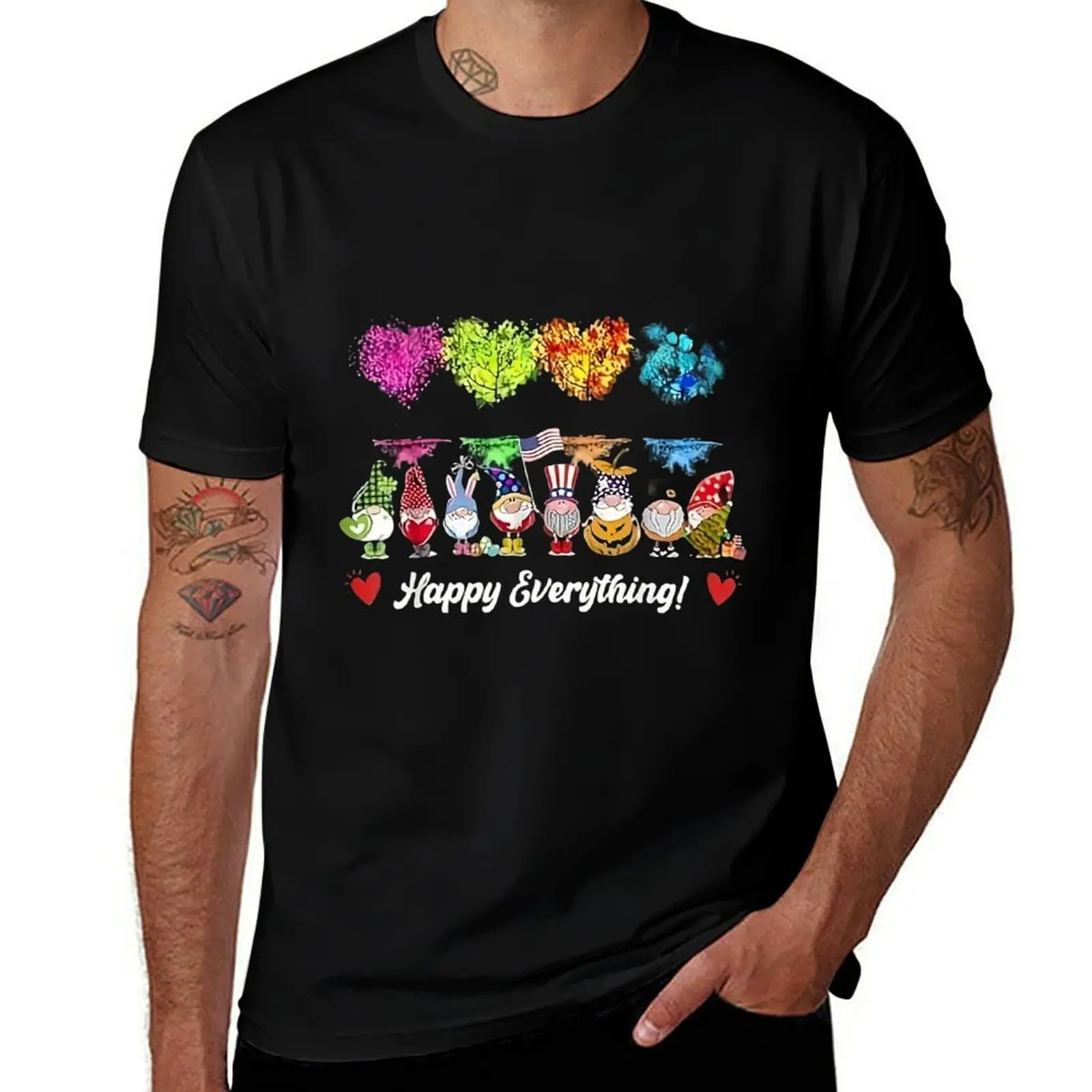 Happy Everything Dwarf Mens T Shirts Cotton Short Sleeve T-Shirt Crew Neck Tees Casual Shirt
