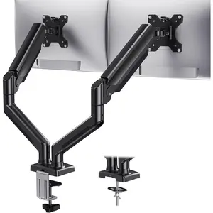 Dual  Mount for 2 Monitors up to 32 inches, Each Arm Holds Max 22lbs, Dual  Stand with  System, Height-Adjustable/Tilt/Swivel/Rotate, VESA Standard 75mm or 100mm