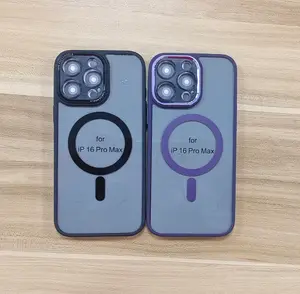 iPhone 15 Pro mobile phone case, compatible with strong magnet, shockproof transparent matte fingerprint protection thin bumper mobile phone case, beautiful independent electroplating key to the mobile phone case, key hand feel, good protective case