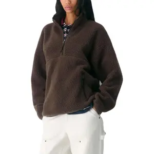 Aimiray Fleece Pullover Women Long Sleeve Half Zip Sherpa Jacket Warm Trendy Teddy Fall Sweatshirts with Side Pockets