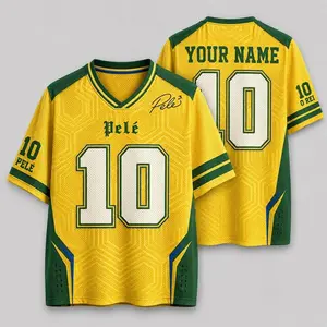 Classic Yellow Green Soccer Jersey, Personalized Number 10 Football Shirt, Custom Name Athleisure Tee, Premium Breathable Mesh Fabric, Perfect Sports Fan Gift