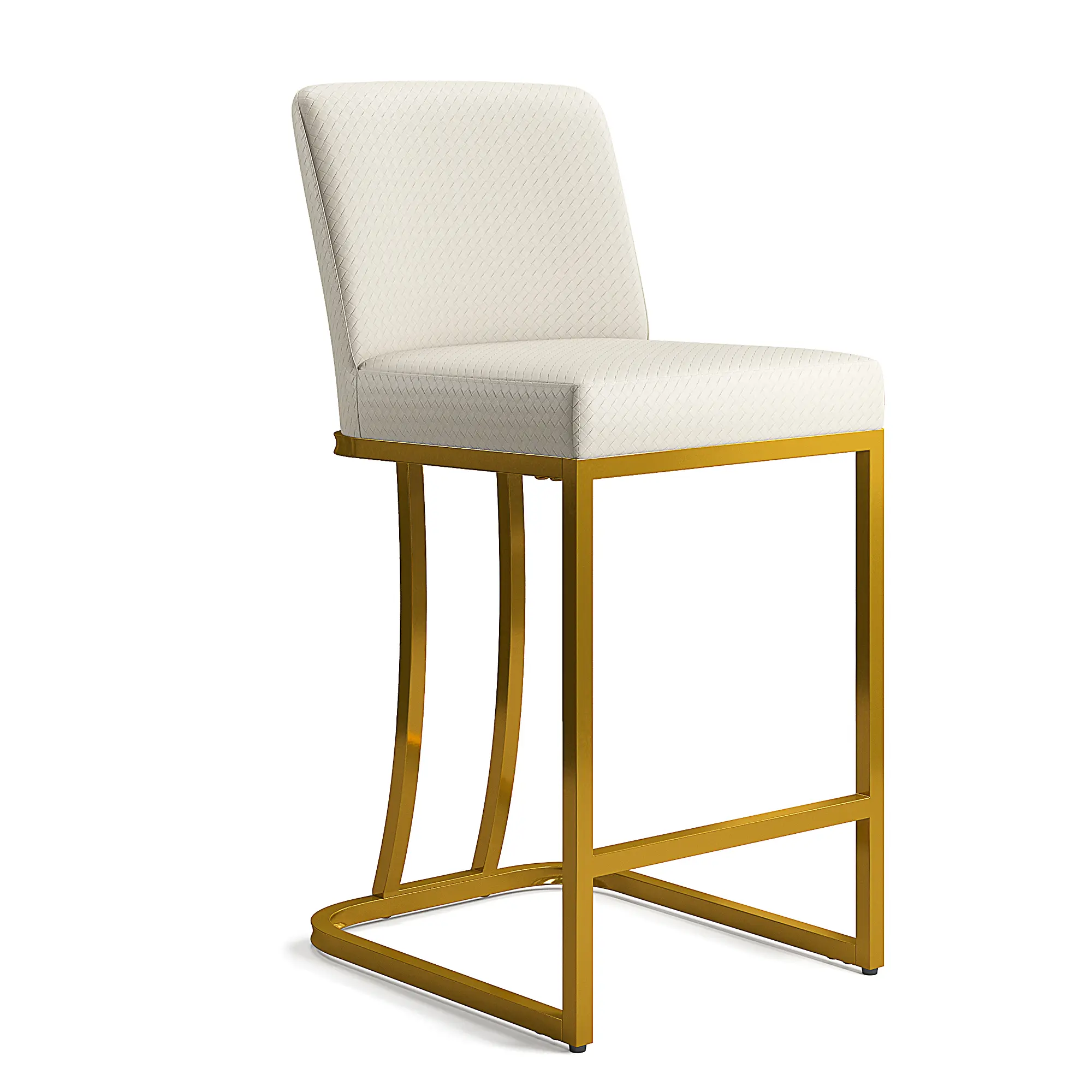 White Woven Faux Leather + Golden Curved Frame