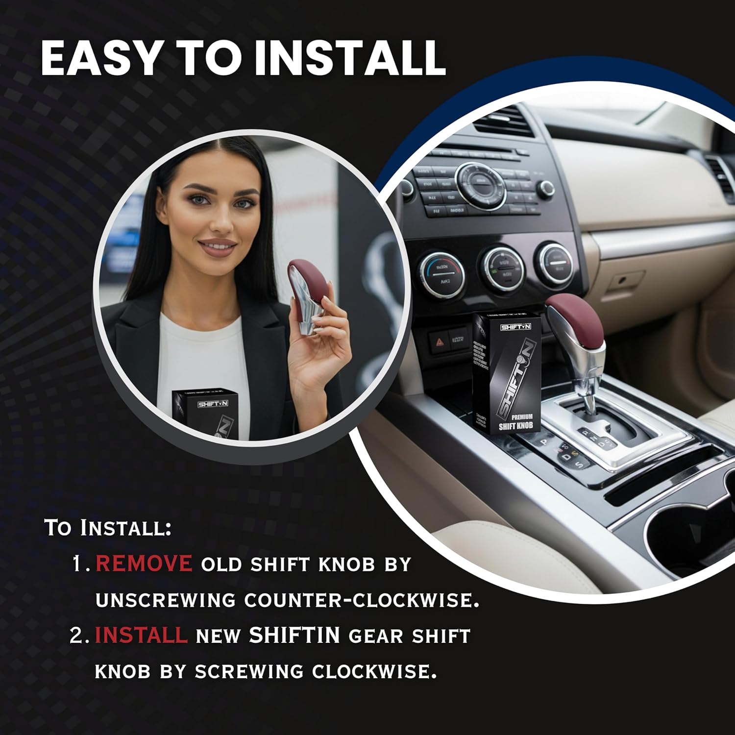 SHIFTIN Car Gear Shift Knob for Toyota Avalon Camry Corolla, Lexus RX ES GS IS LS SC Mazda 3 6 CX MX, Acura MDX RL TL TSX, Scion tC xB xD iQ