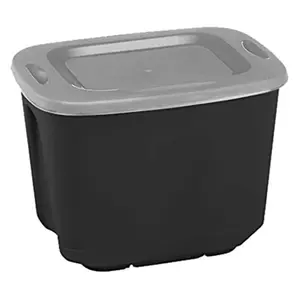 Homz 6610BKTS.10 10 Gallon Durable Molded Plastic Storage Bin with Secure Lid