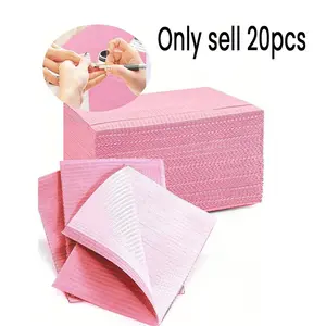 20pcs Nail Table Mats Waterproof Light Foldable Disposable Hand Pads Cotton Paper Mat for Acrylic Nails Protection Kitchen Bathroom Home Use