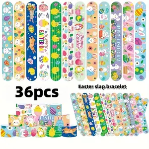 Easter Slap Bracelets for Kids, 36pcs Easter Basket Stuffers, Bulk Snap Bracelet, Party Favors, Party Supplies, Egg Fillers, Goodie Bag Stuffers, Toy Gifts
