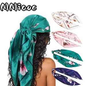 Women's 4pcs 35in Pure Silk-Polyester Breathable Large Square Headscarf - Sports & Outdoor Accessory for Hair Additions, Sleeping