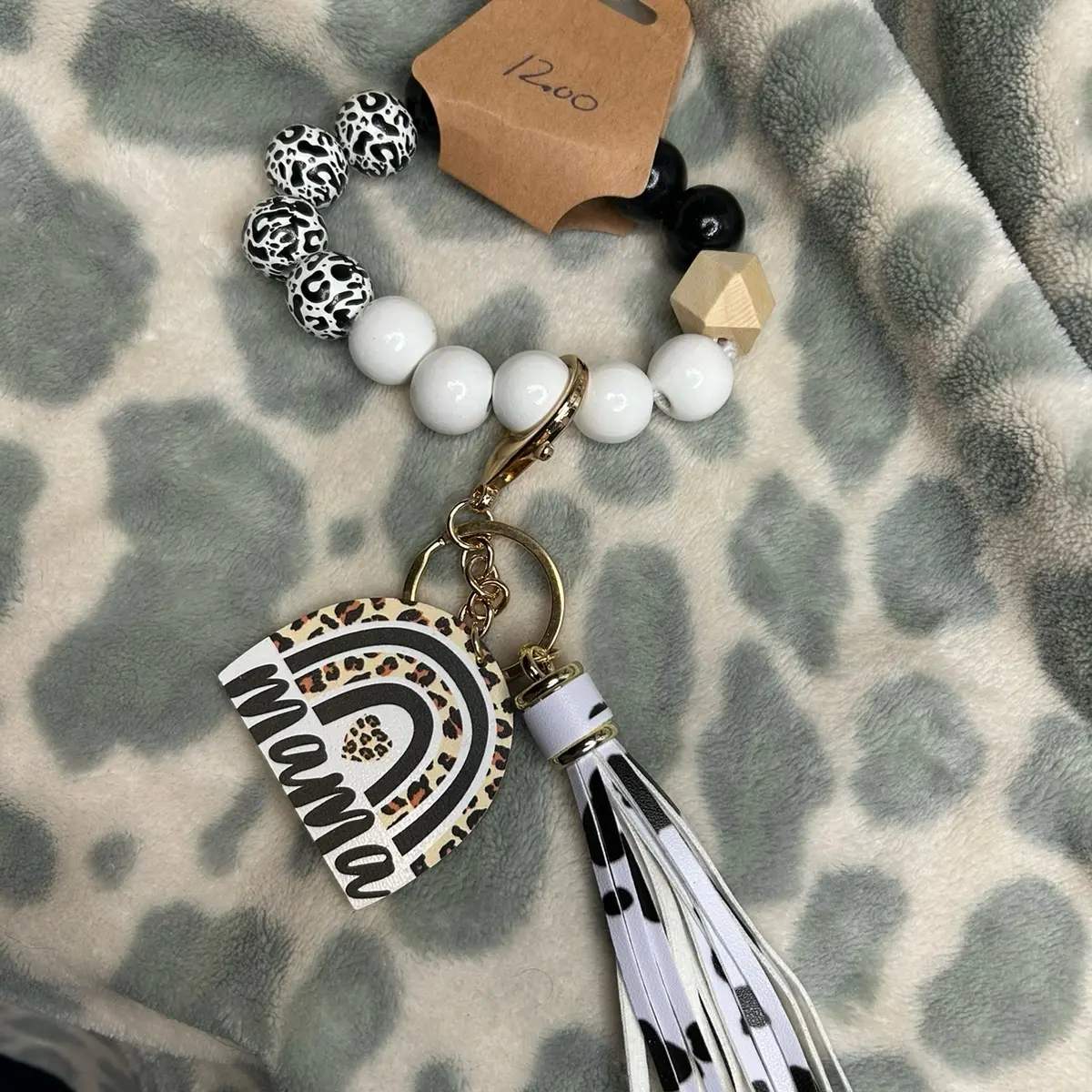 Boho mama wooden wristlet