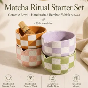Matcha Starter Kit with Ceramic Bowl & Bamboo Whisk