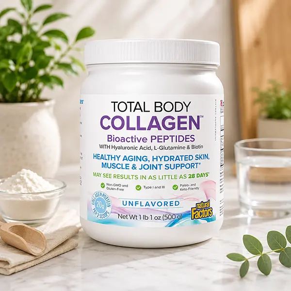 Total Body Collagen Powder, Bioactive Collagen Supplement with Protein & Vitamin C, Supports Healthy Skin, Hair, Nails, Bones & Joint Health, Unflavored, 500g, 38 Servings