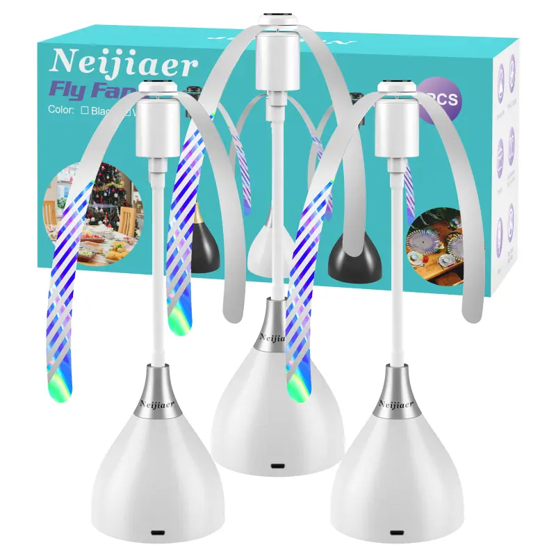 4 Pack Desktop Fly Repellent Fan, Portable Efficient Fly Deterrent Fan, Powered by USB or 2 AA Batteries, Soft Blades, ABS Material, Indoor Insect Pest Control for Picnic, Barbecue & Party, Black & White Available