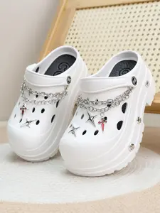 Women's Garden Shoes Metal Punk Style DIY Handmade Thick Sole Sandals, Summer Soft Non-Slip Beach Slippers, Casual All Seasons, Garden Clogs, Thick Bottom Slippers