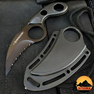5.5" Skinner Hunting Knife w/ Sheath, Sharp Black Fixed Blade Outdoor