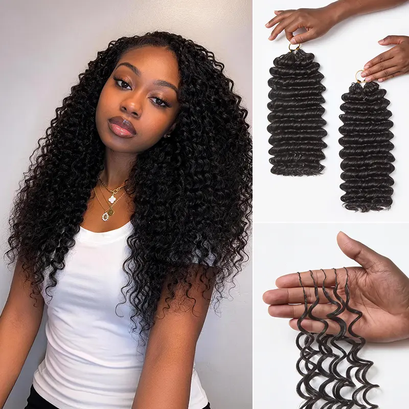 [New Arrival][Blend] Frodio Veralux™ Blend Human Hair Deep Wave Feather Crochet Hair for Miracle Knots, 3 Packs 255g