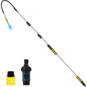 Gutter Cleaning Tools from The Ground, 24FT Reach Rain Gutter Cleaner Tool with Bendable Wand and Quick Connect Adapter