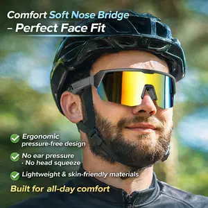Bluetooth Audio Sports Sunglasses – Open Ear Music & Hands Free Calls, UV400 Smart Glasses for Cycling Running Driving